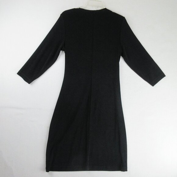 Chico's Dresses & Skirts - Chico's Travelers Black Faux Wrap Dress Size 1 US Size M V-Neck Midi 3/4 Sleeve